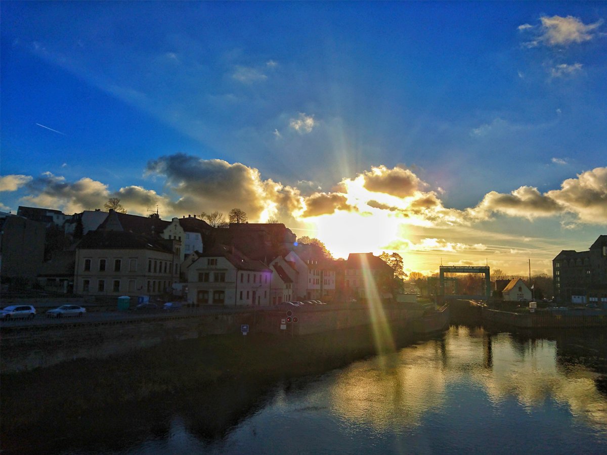 Bernburg cityscape with castle and river
